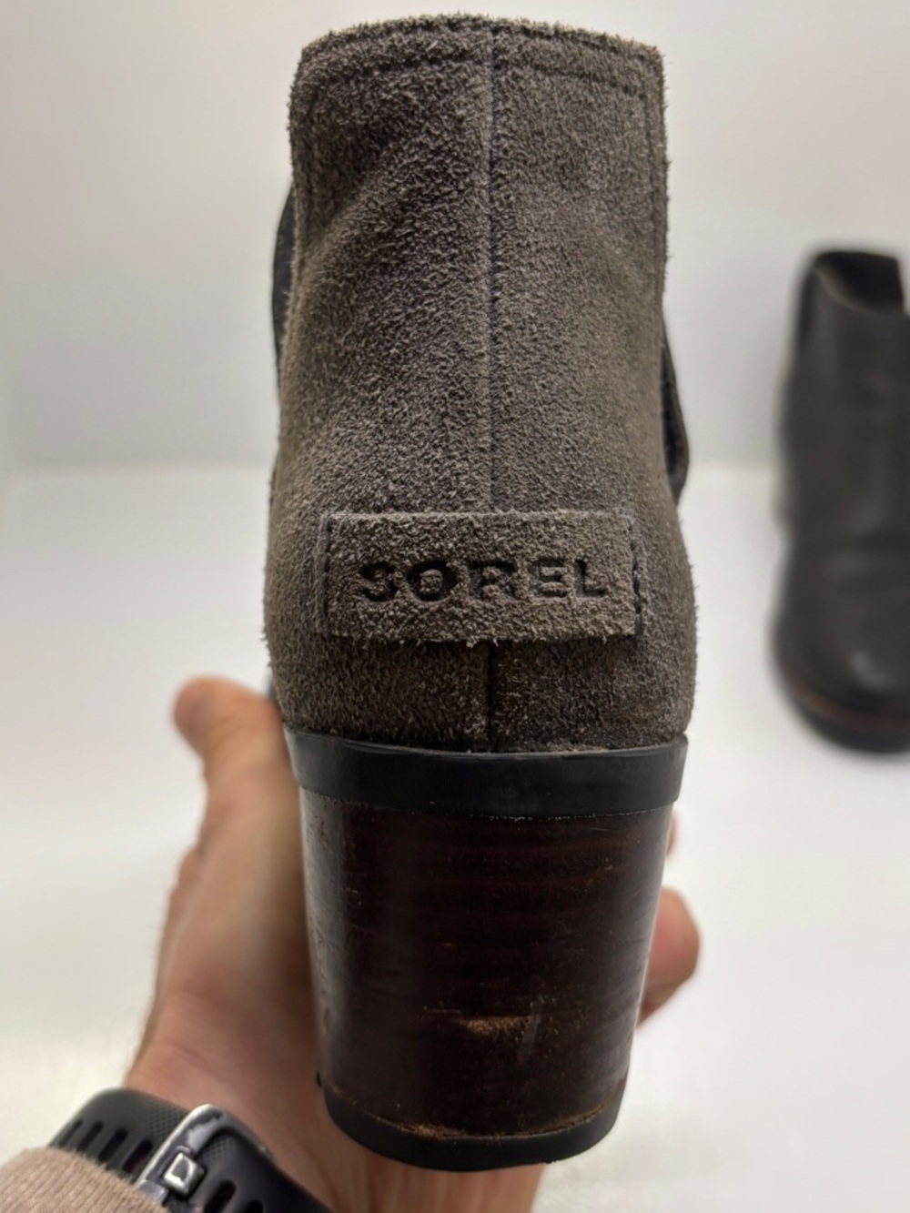 Sorel Leather Ankle Boots Womens 7 Black Slip On Block Heel Lug Sole - Picture 13 of 14